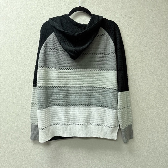 Black Gray Colorblock Zip Hoodie XL Knit Sweater Casual Fall Layer - Picture 5 of 7